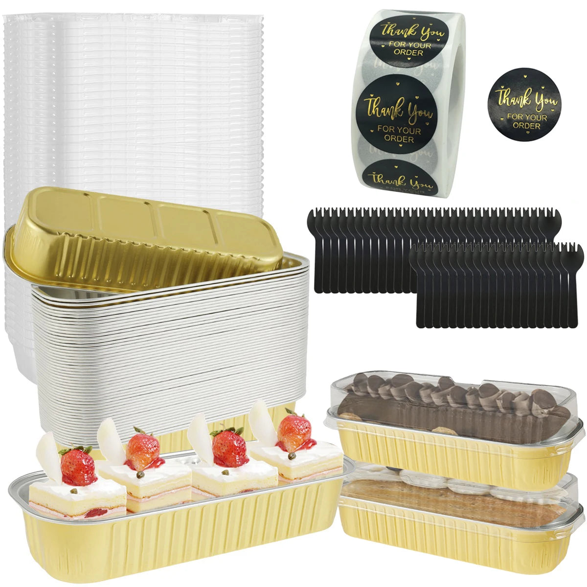 50 Pcs Mini Loaf Pans with Lids and Spoons