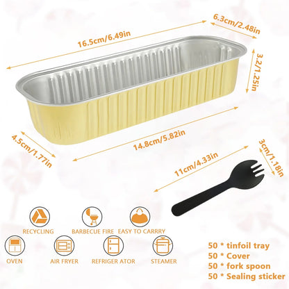 50 Pcs Mini Loaf Pans with Lids and Spoons