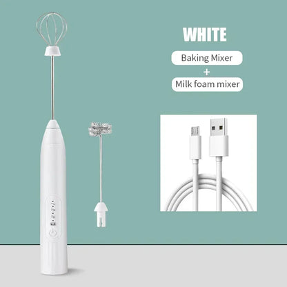 2-in-1 USB Rechargeable Electric Egg Beater & Milk Frother – Mini Handheld Mixer with Double Heads