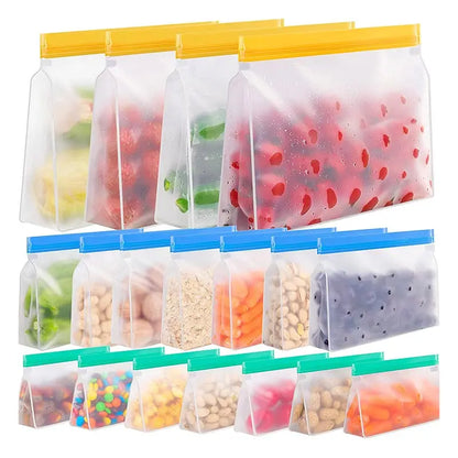 Reusable Silicone Ziplock Stand-Up Food Storage Bags – Durable & Eco-Friendly PEVA Containers