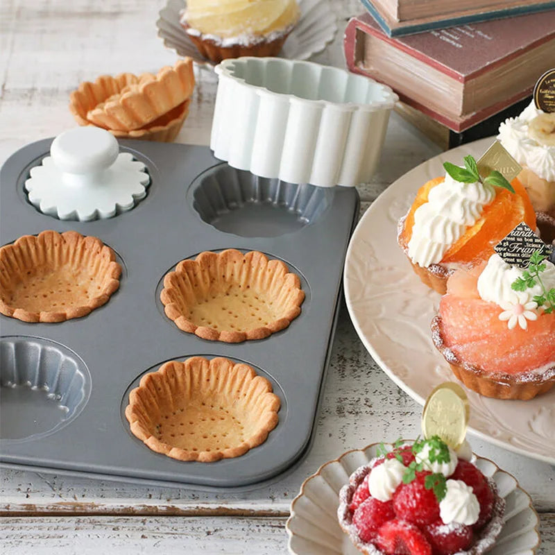 Carbon Steel Flower Lace Mini Cupcake Mold – Perfect for Elegant Flower-Shaped Cupcakes and Muffins