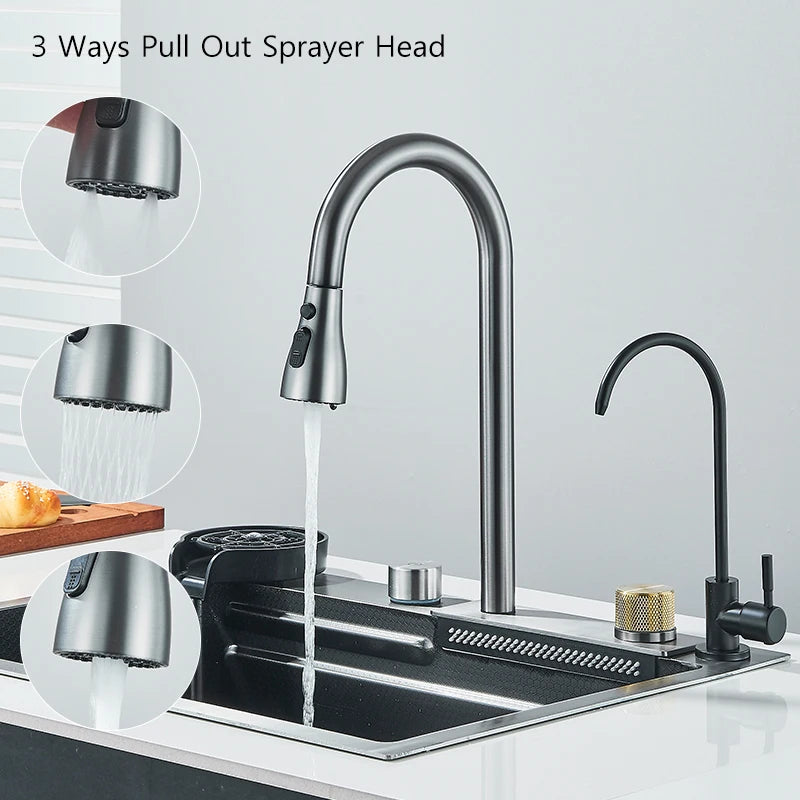 304 Stainless Steel Kitchen Sink | Large Single Bowl | Undermount 60x45cm with Integrated Faucet | Brushed Finish