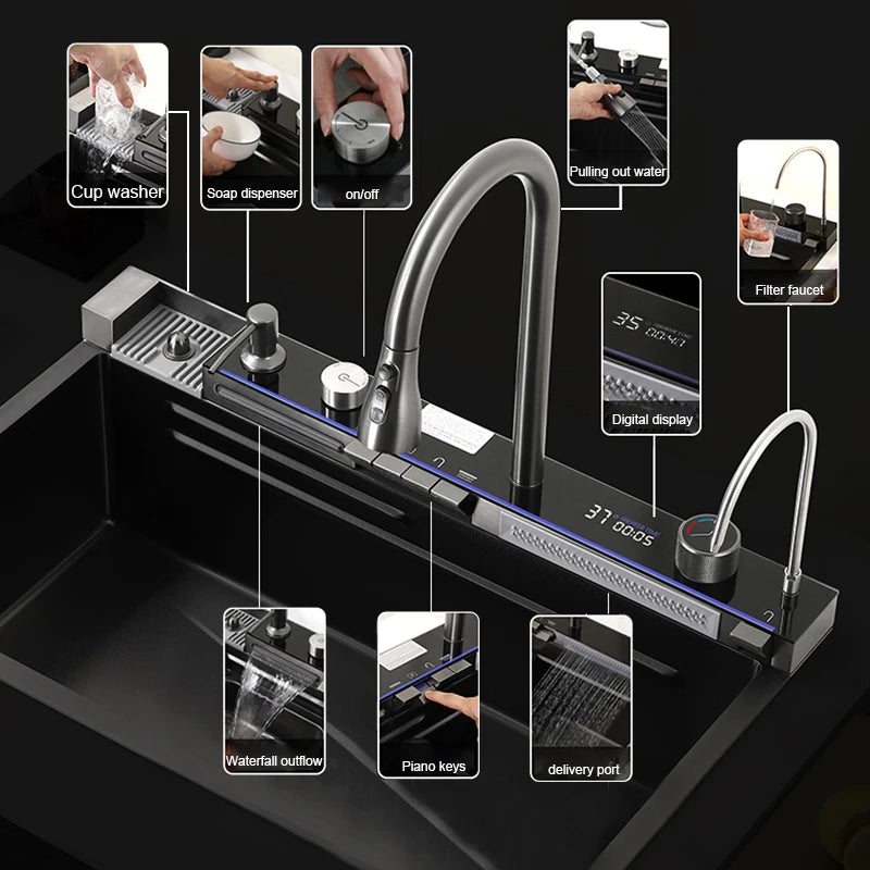304 Stainless Steel Apron Front Kitchen Sink | Single Bowl with Faucet | Modern Rectangular Design