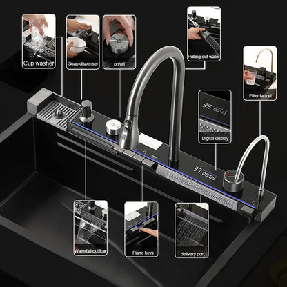 304 Stainless Steel Apron Front Kitchen Sink | Single Bowl with Faucet | Modern Rectangular Design
