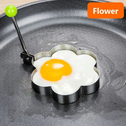 Stainless Steel 5-Style Egg Shaper: Pancake, Omelette, and Mold Rings for Frying and Cooking