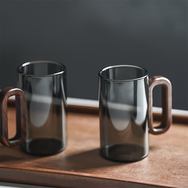 Ecofriendly Glass Mug Set – Dark Walnut Handle | Sustainable & Chic