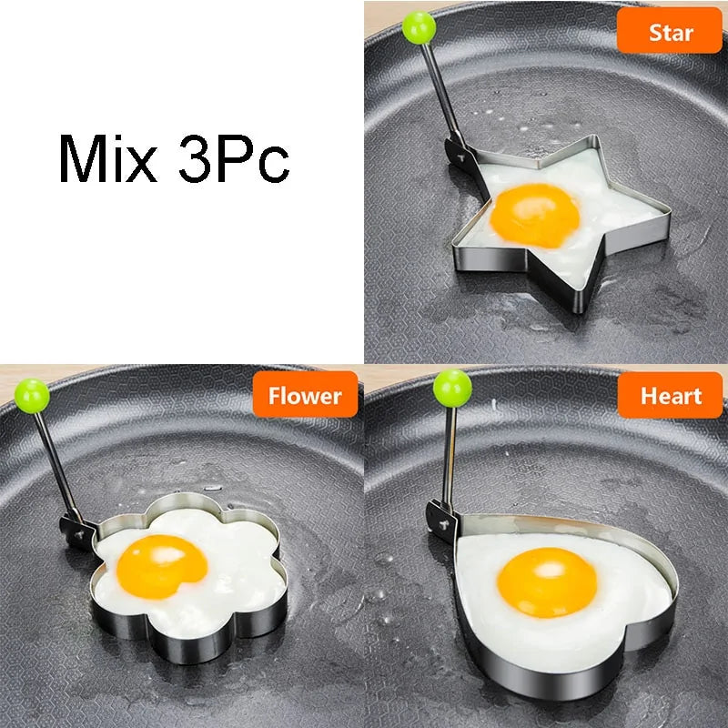 Stainless Steel 5-Style Egg Shaper: Pancake, Omelette, and Mold Rings for Frying and Cooking