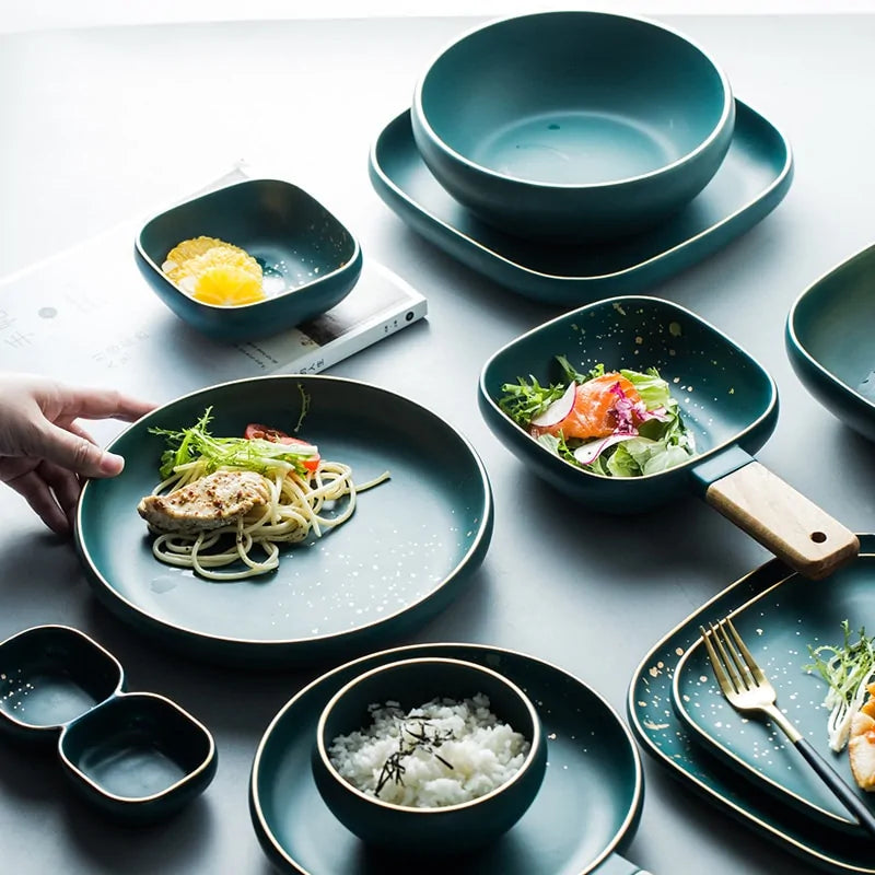 Retro Green Nordic Ceramic Tableware Set